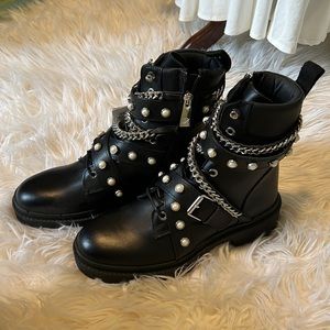Zara leather combat boots